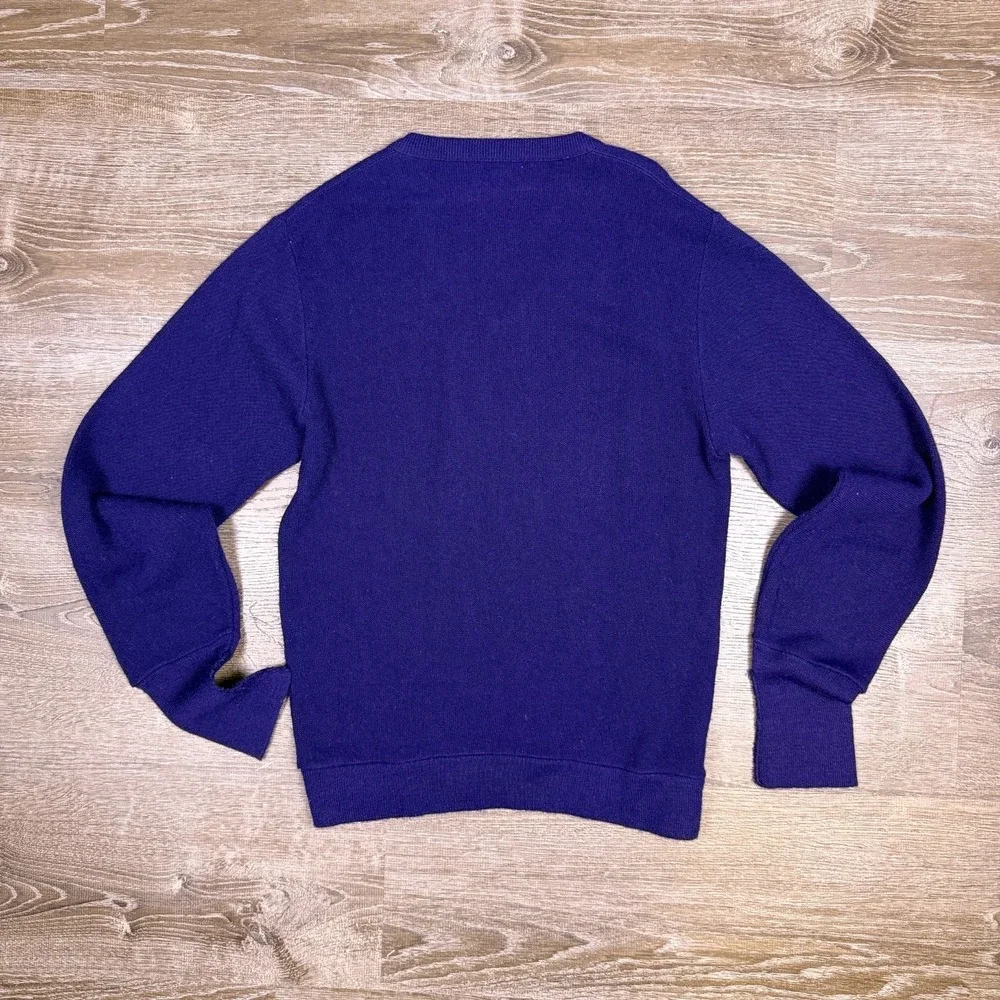 Vintage Christian Dior Sweater Mens S Navy Orlon Acrylic V Neck USA Made 80s‎